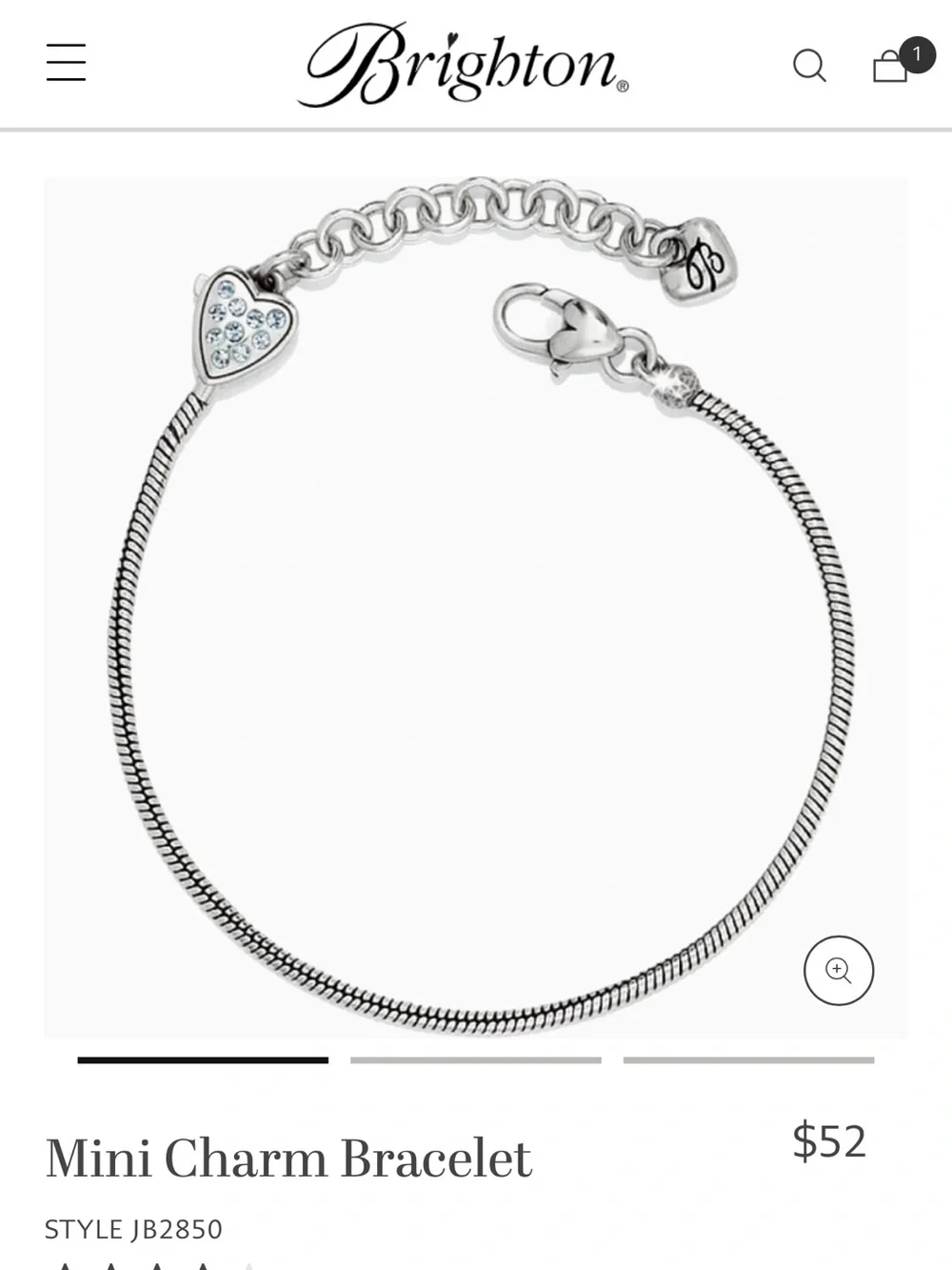 🆕 Brighton Mini Charm silver bracelet Fits mini & regular charms and beads NWOT